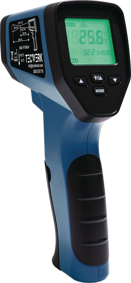 TECWERK Infrarotthermometer -50 bis 750 °C mit Dual-Laser und Alarmfunktion