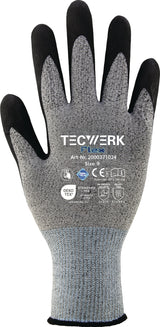 TECWERK Handschuhe Flex Gr.8 grau/schwarz EN 388 PSA II – Nitril-Mikroschaum, touchscreenfähig
