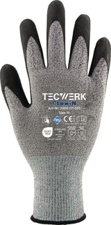 TECWERK Handschuhe Flex Gr.8 grau/schwarz EN 388 PSA II – Nitril-Mikroschaum, touchscreenfähig