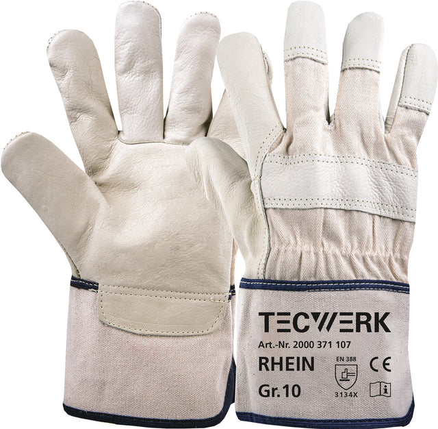TECWERK Handschuhe Top Rhein Gr. 10 beige EN 388 PSA II Rindnarbenleder