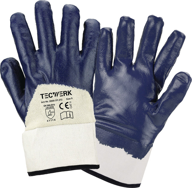 TECWERK Handschuhe Neckar Gr.9 blau Nitrilbeschichtung EN 388 PSA II