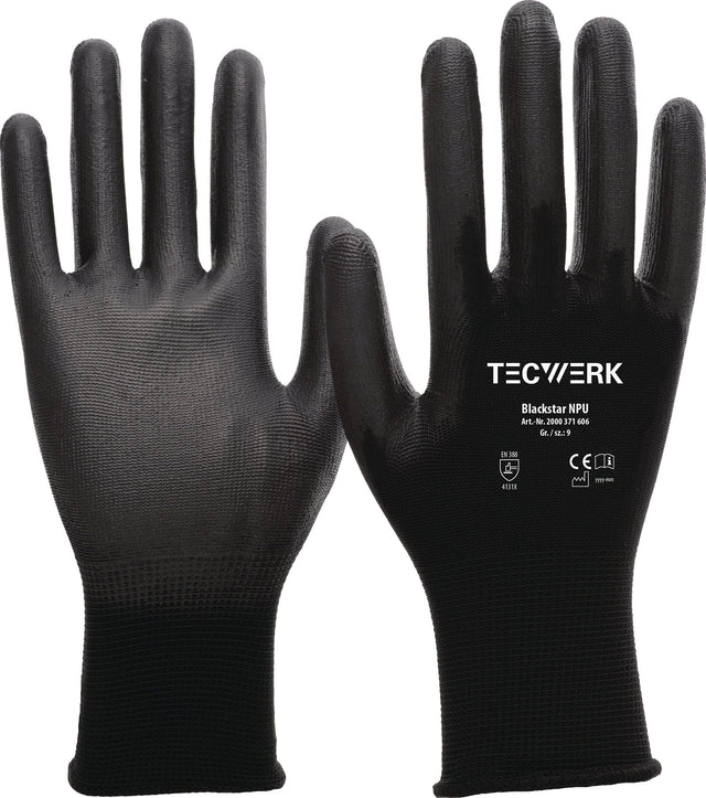 Handschuhe Blackstar NPU Gr.6 (S) schwarz EN 388 PSA II TECWERK – 12 Paar