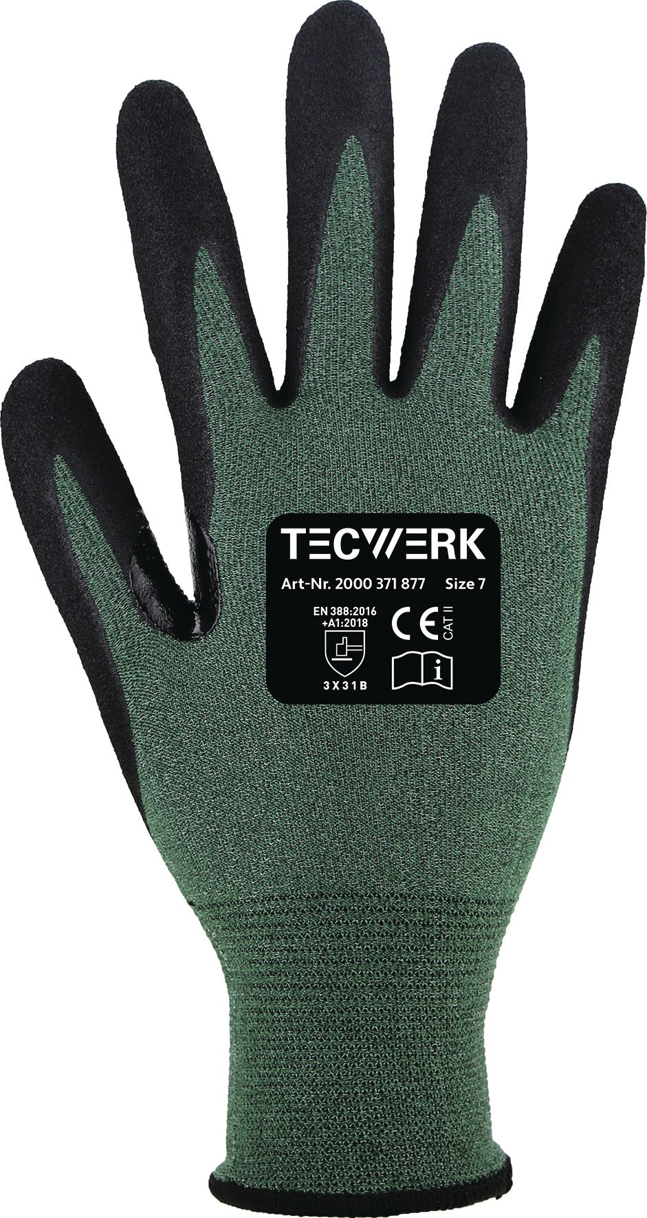 TECWERK Schnittschutzhandschuhe Mosel Gr.7 grün/schwarz EN 388 PSA II 10 Paar