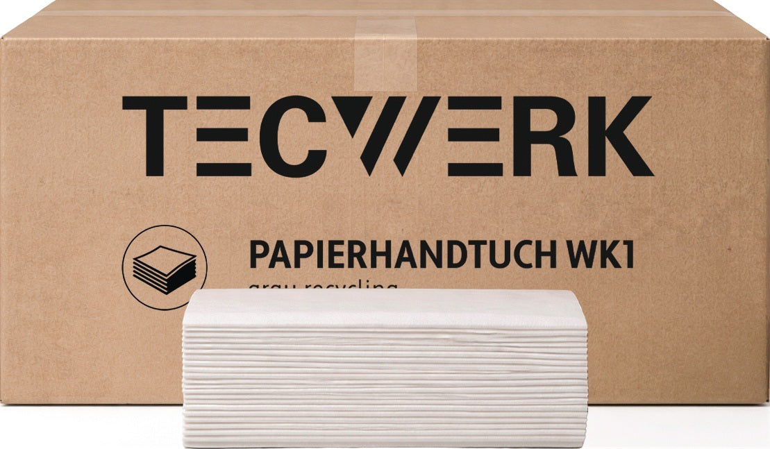 TECWERK Handtuchpapier WK 1 1-lagig grau V-Falz 5000 Blatt Recycling
