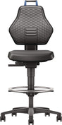 TECWERK Arbeitsdrehstuhl Rollen + Fußring Kunstleder schwarz, Gasfeder-Höhenverstellung 580-860 mm