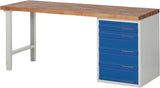 TECWERK Werkbank Serie BK 650, 1500 x 700 mm, Buche massiv, 5 Schubladen, 1000 kg Tragkraft