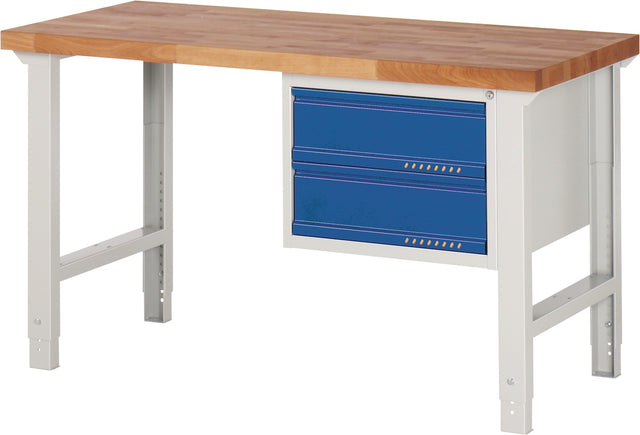TECWERK Werkbank Serie BK 650, 1500 mm, Buche, 2 Schubladen, höhenverstellbar