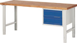 TECWERK Werkbank Serie BK 650, 1500 mm, Buche, 2 Schubladen, höhenverstellbar