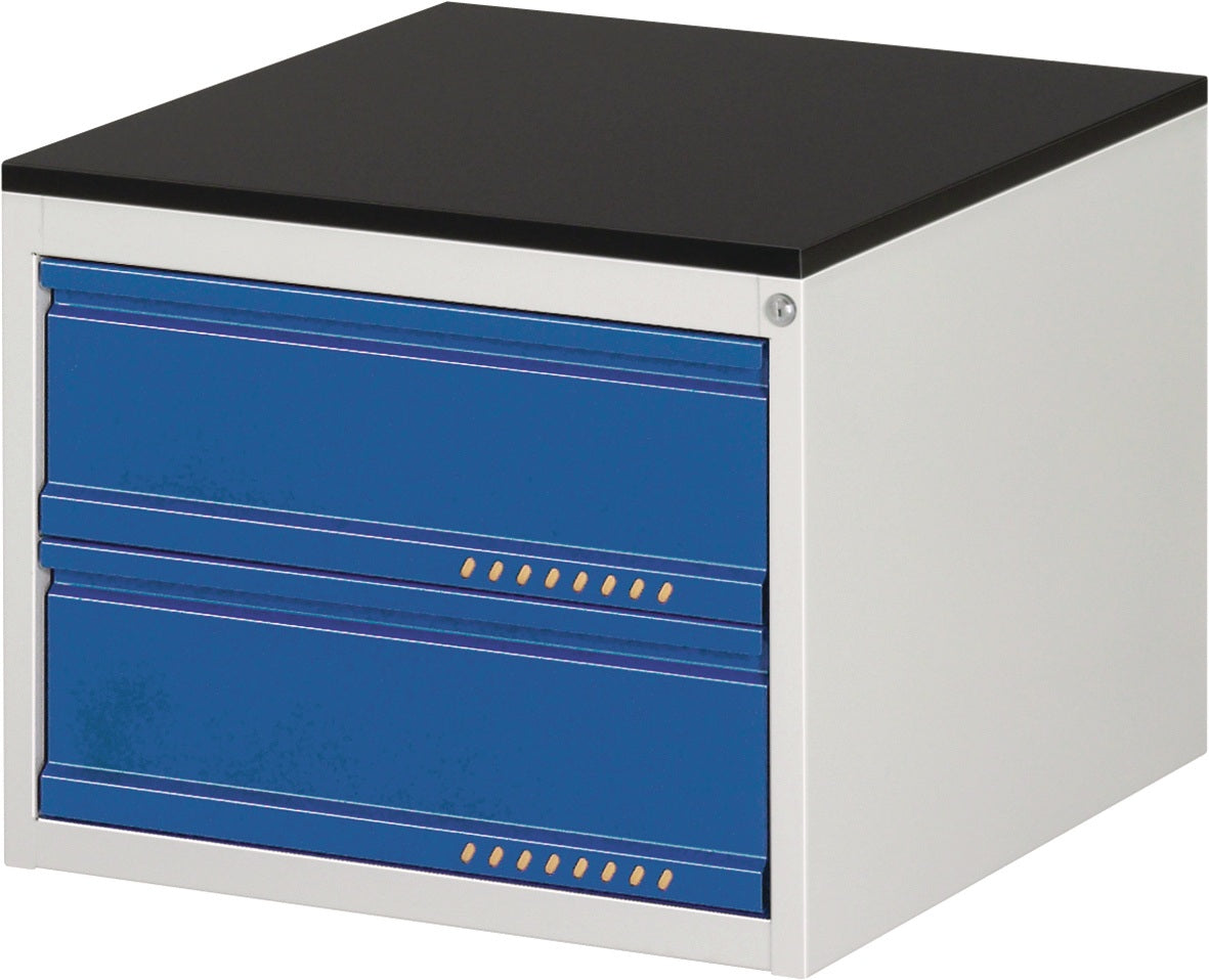 TECWERK Schubladenschrank BK 650 – 6 Schubladen, 100 kg Tragkraft, lichtgrau/blau