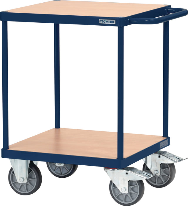 TECWERK Tischwagen 2 Ladeflächen 600x600 mm, 500 kg, saphirblau