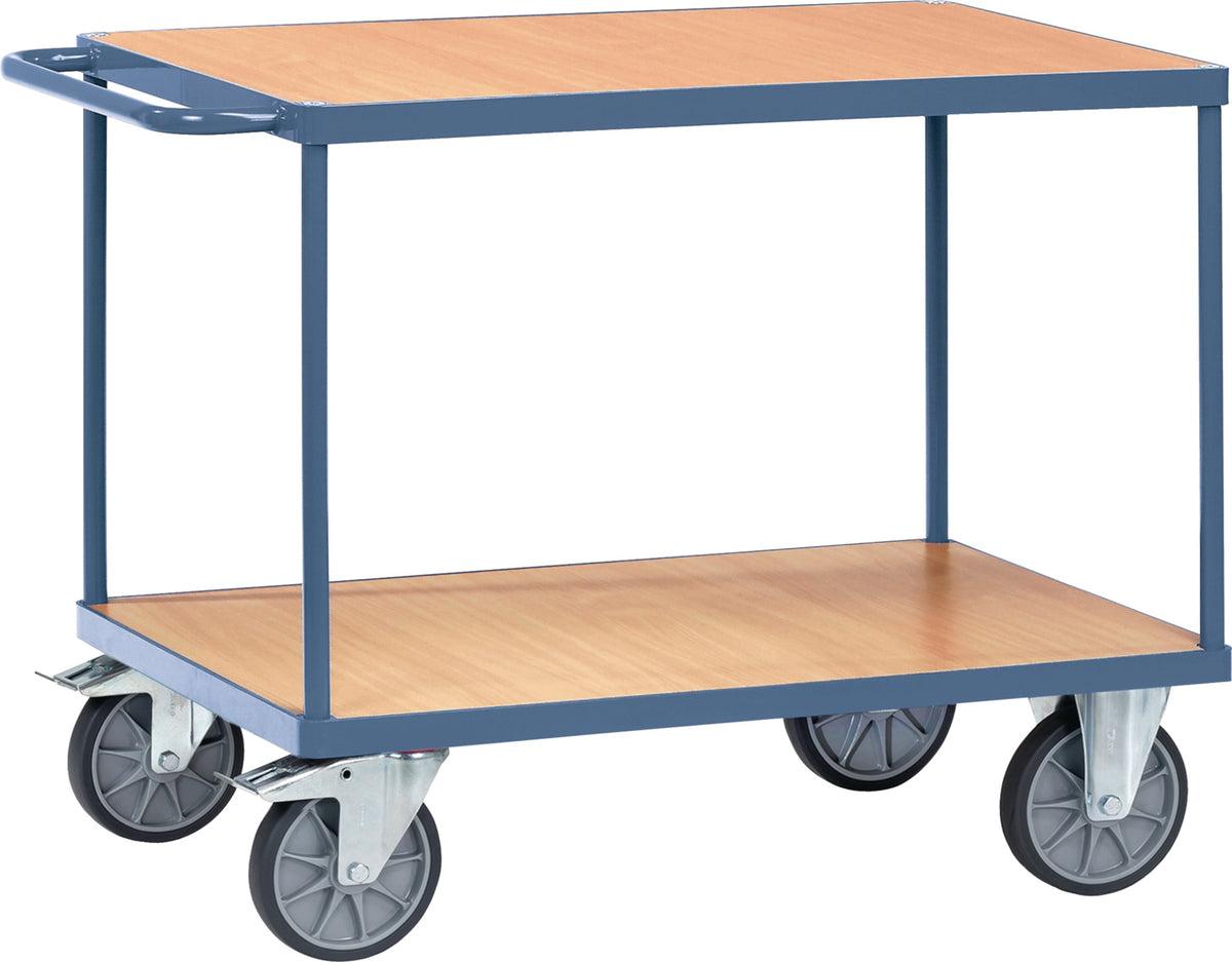 TECWERK Tischwagen 2 Ladeflächen 600x600 mm, 500 kg, saphirblau