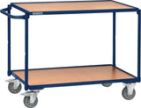 TECWERK Tischwagen 2 Ladeflächen 850x500 mm saphirblau 300 kg Schiebebügel waagerecht