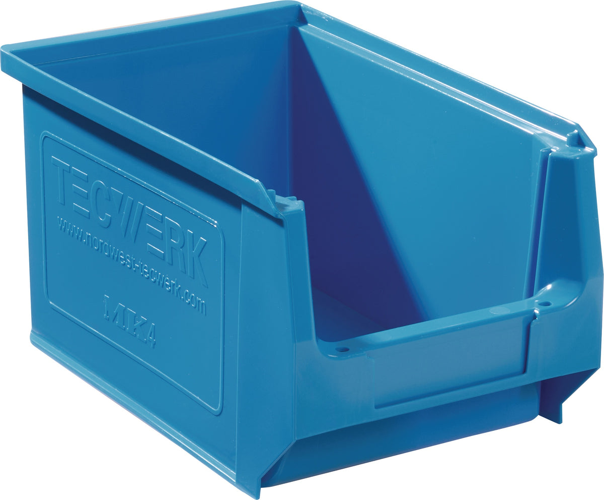 Sichtlagerkasten L500/450xB310xH200mm PE blau TECWERK – 10 Stück, stapelbar & säurebeständig