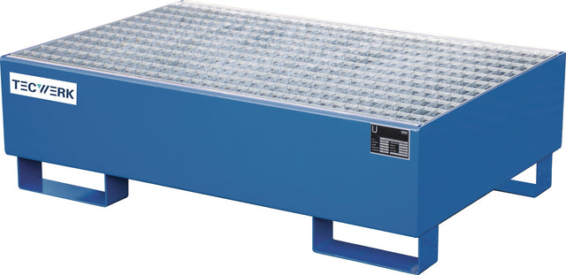 TECWERK Auffangwanne 215 l Stahlblech mit Gitterrost – 1200 x 800 x 360 mm, für 2 x 200-l-Fässer