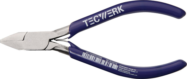 TECWERK Elektronik-Seitenschneider 115 mm spitz mit Facette – präzise Zange für feinste Elektronikarbeiten