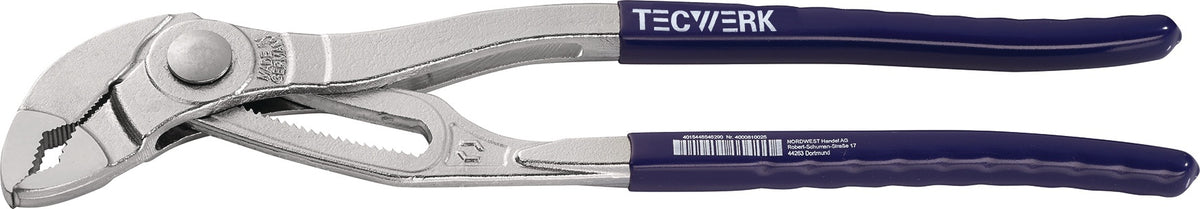 TECWERK Wasserpumpenzange PRESSplus 180 mm – 30 % größerer Greifbereich, poliert, Kunststoffüberzug