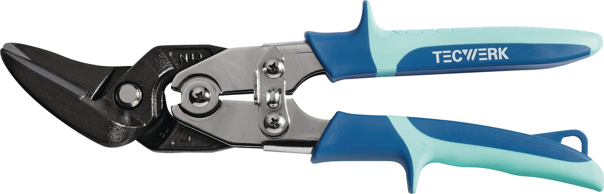 TECWERK Blechschere Stahl max. 1,5 mm, 260 mm, links – für Figuren- und Geradschnitte