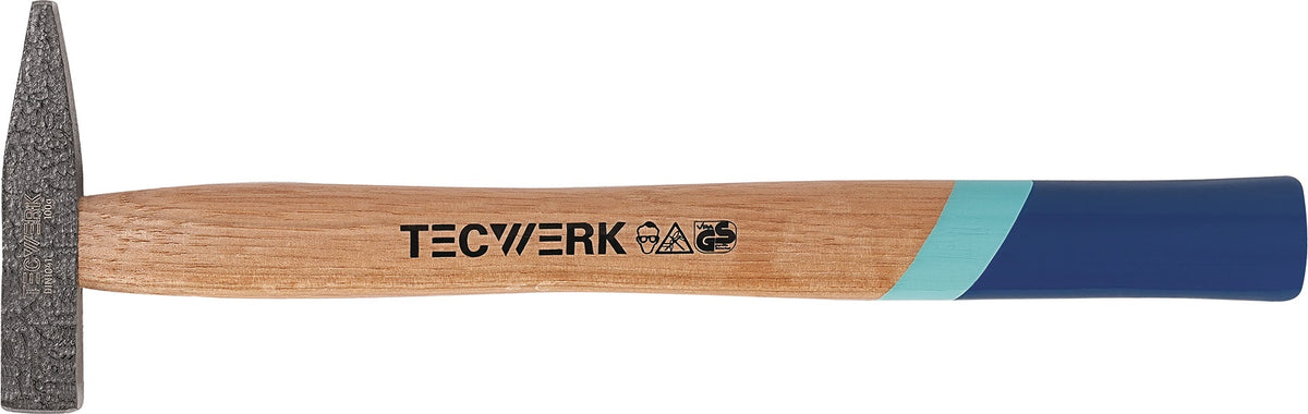 TECWERK Schlosserhammer 100g – Hickorystiel 260 mm, DIN 1041, stahlgeschmiedeter Kopf