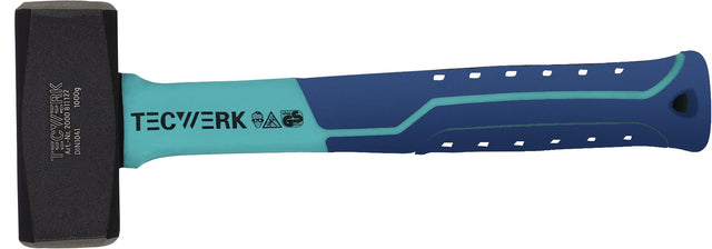 TECWERK Fäustel 1000 g Fiberglasstiel nach DIN 6475 – Geschmiedeter Hammerkopf