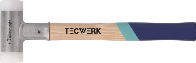 TECWERK Schonhammer Hickory rückschlagfrei 350 mm, Nylon weiß, 30 mm Kopf