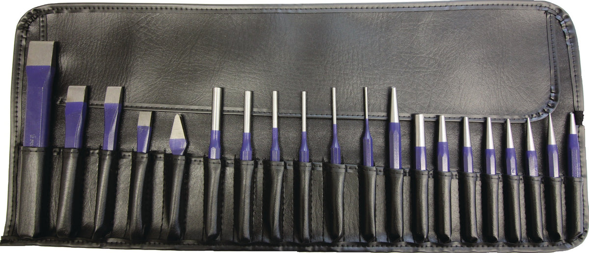 TECWERK Werkzeugsatz 20-teilig aus Chrom-Vanadium-Lufthärtestahl in Rolltasche