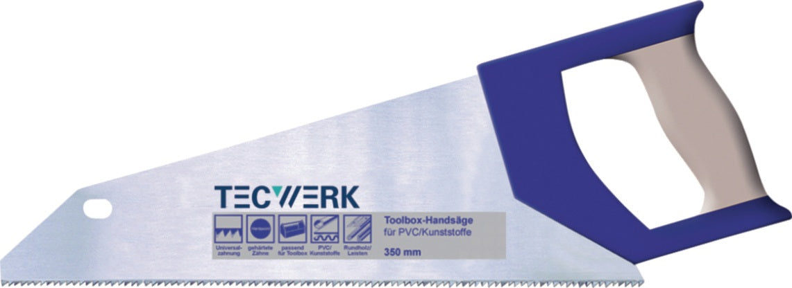 TECWERK Handsäge 350 mm mit feiner Spezialzahnung und 2-Komponenten-Komfortgriff