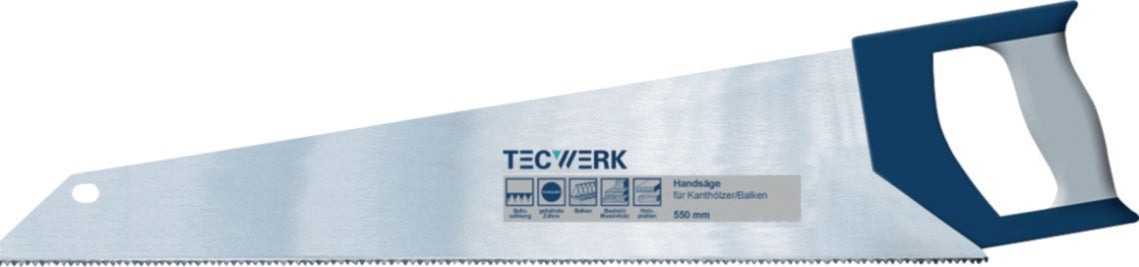 TECWERK Handsäge 350 mm mit feiner Spezialzahnung und 2-Komponenten-Komfortgriff