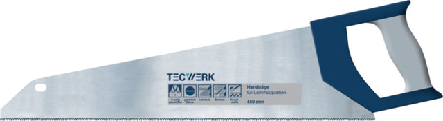 TECWERK Handsäge Blattlänge 450 mm, 11 Zähne – Feiner Diamantschliff für präzise Schnitte