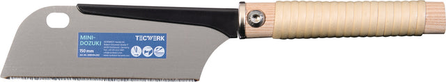TECWERK Japansäge Mini Dozuki Feinzugsäge 150 mm Blatt mit geradem Rattangriff
