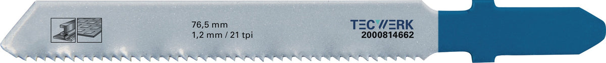 TECWERK Stichsägeblatt HSS 76,5 mm Zahnteilung 1,2 mm für dünne Bleche 5 Stück