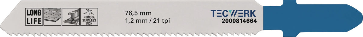 TECWERK Stichsägeblatt HSS 76,5 mm Zahnteilung 1,2 mm für dünne Bleche 5 Stück