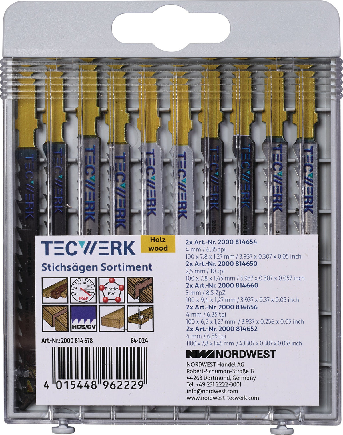 TECWERK Stichsägeblattsortiment 10-teilig für Holz und Kunststoff – Passend für Bosch, Makita & Co.