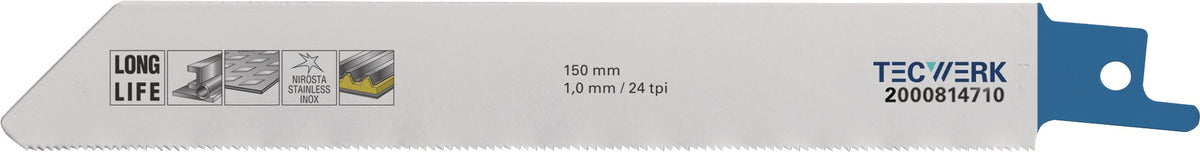 TECWERK Säbelsägeblatt 225 mm Bimetall TPI 10/14 für Metall und Holz mit Nägeln