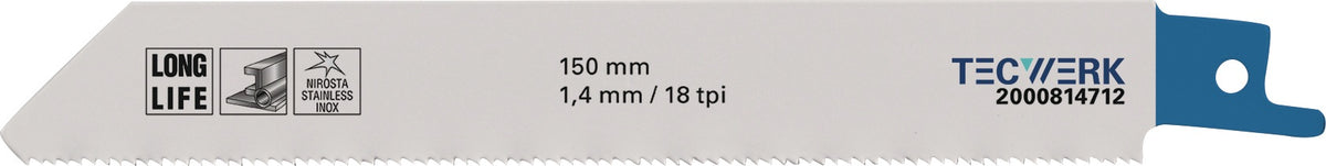 TECWERK Säbelsägeblatt 225 mm Bimetall TPI 10/14 für Metall und Holz mit Nägeln