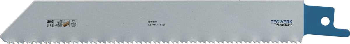 TECWERK Säbelsägeblatt 225 mm Bimetall TPI 10/14 für Metall und Holz mit Nägeln