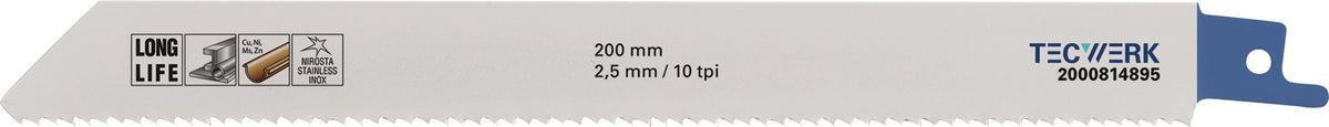 TECWERK Säbelsägeblatt 225 mm Bimetall TPI 10/14 für Metall und Holz mit Nägeln