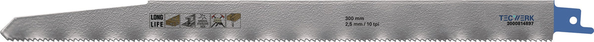 TECWERK Säbelsägeblatt 225 mm Bimetall TPI 10/14 für Metall und Holz mit Nägeln