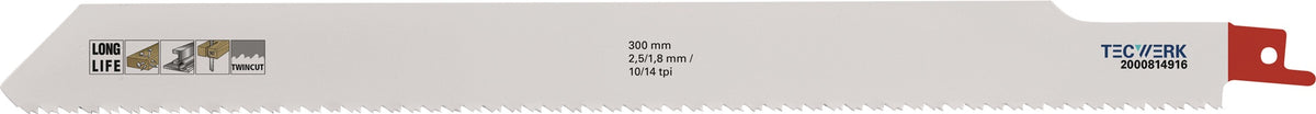 TECWERK Säbelsägeblatt 225 mm Bimetall TPI 10/14 für Metall und Holz mit Nägeln