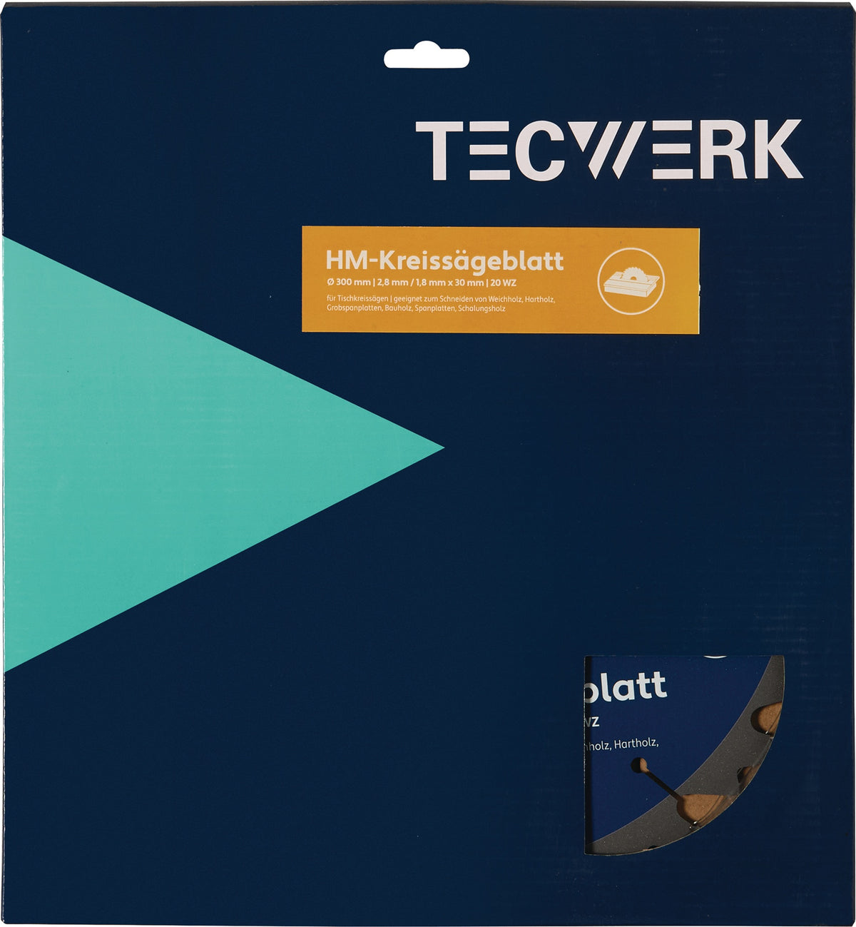 TECWERK Tischkreissägeblatt AD 300 mm Z20 WZ – Präzise Schnitte in Holz und Platten