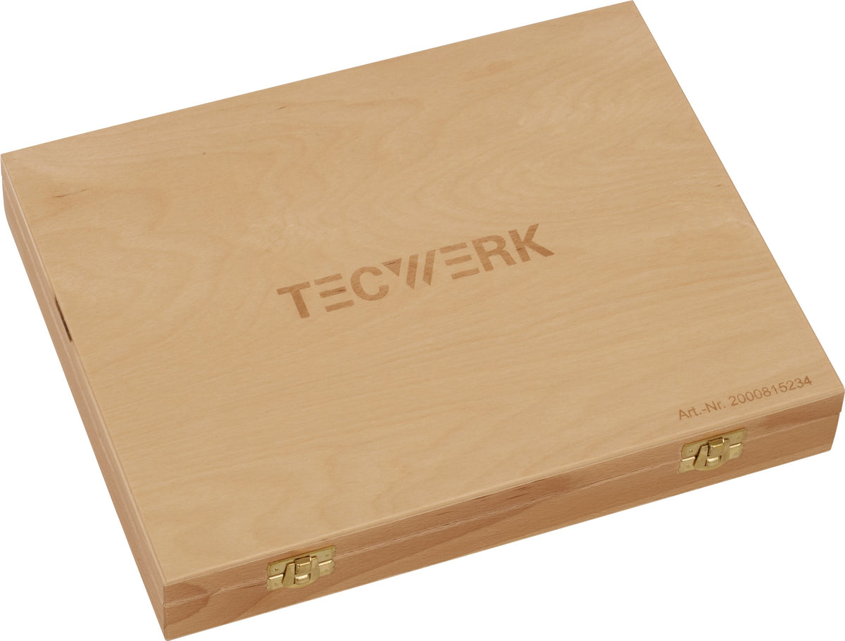 TECWERK Stechbeitelsatz 6-teilig 6-26 mm CV-Stahl 2-Komponentenheft Holzkasten