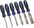 TECWERK Stechbeitelsatz 6-teilig 6–26 mm CV-Stahl mit 2-Komponentenheft und Schlagknopf