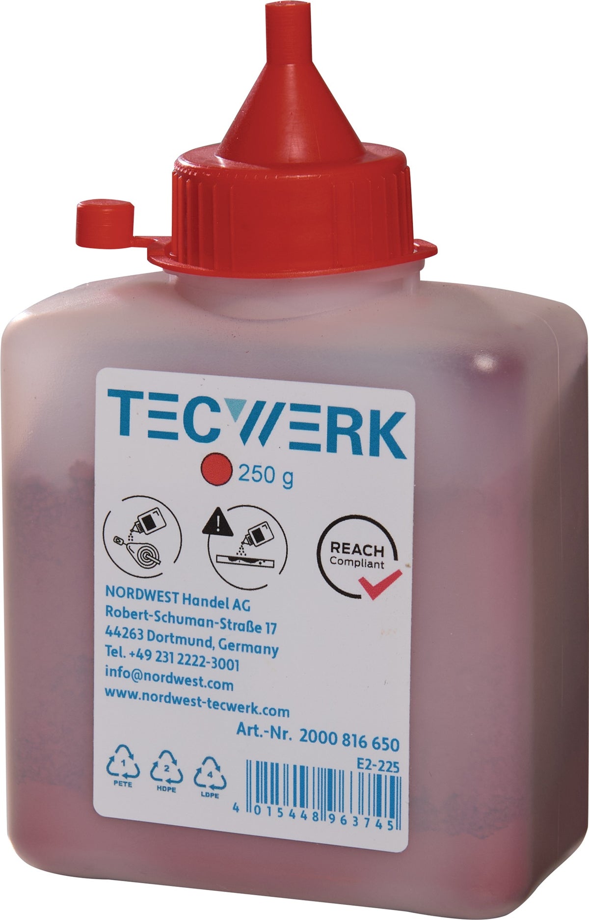 TECWERK Schlagschnurkreide 250g weiß in Kunststoffflasche mit Einfüllstutzen