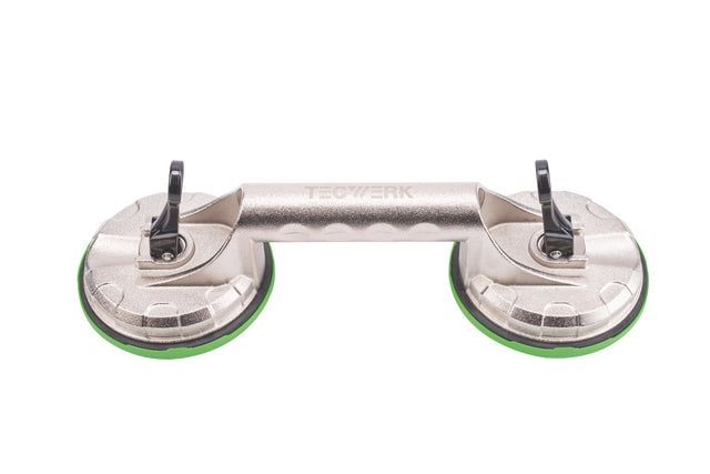 TECWERK Saugheber 80 kg, 2 Köpfe, Kopf-Ø 118 mm, Alu-Körper – für Glas, Metall, Fliesen