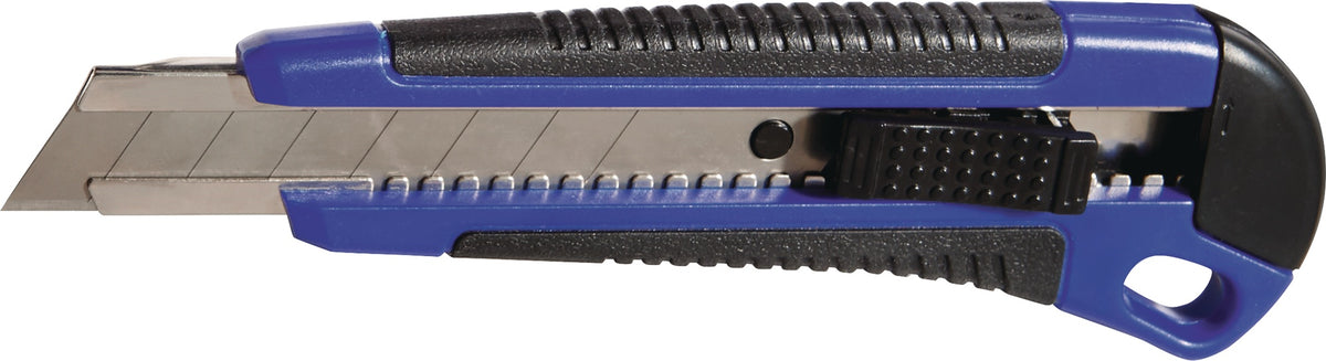 TECWERK Cuttermesser 18 mm mit Inox-Laufschiene, Sicherheitsarretierung & Klingenmagazin
