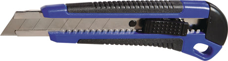 TECWERK Cuttermesser 18 mm mit Inox-Laufschiene, Sicherheitsarretierung & Klingenmagazin