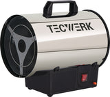 TECWERK Gasheizer 10 kW, 500 m³/h, 28 W – mit Druckminderer & Notabschaltung