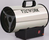 TECWERK Gasheizer 10 kW, 500 m³/h, 28 W – mit Druckminderer & Notabschaltung