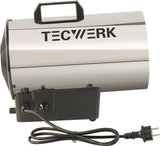 TECWERK Gasheizer 10 kW, 500 m³/h, 28 W – mit Druckminderer & Notabschaltung