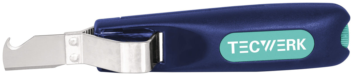 TECWERK Abisoliermesser 247 mm mit Hakenklinge und Schnitttiefenregulierung