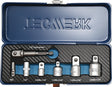 TECWERK Adaptersatz 7-teilig 1/4-1/2 Zoll inkl. Maschinenadapter – CV-Stahl, matt verchromt